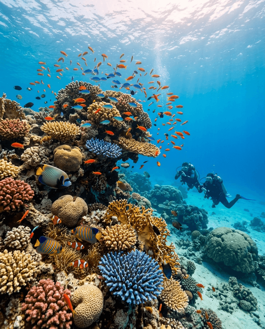 Barriera corallina con pesci tropicali a Sharm el-Sheikh